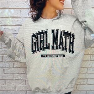 GIRL MATH Graphic Crew in Grey Ash